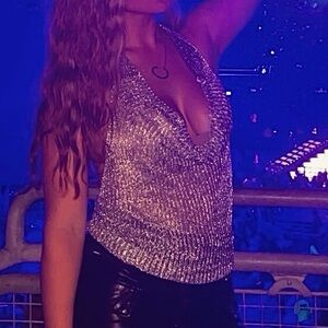 Edikted Silver Sequin Crop Top